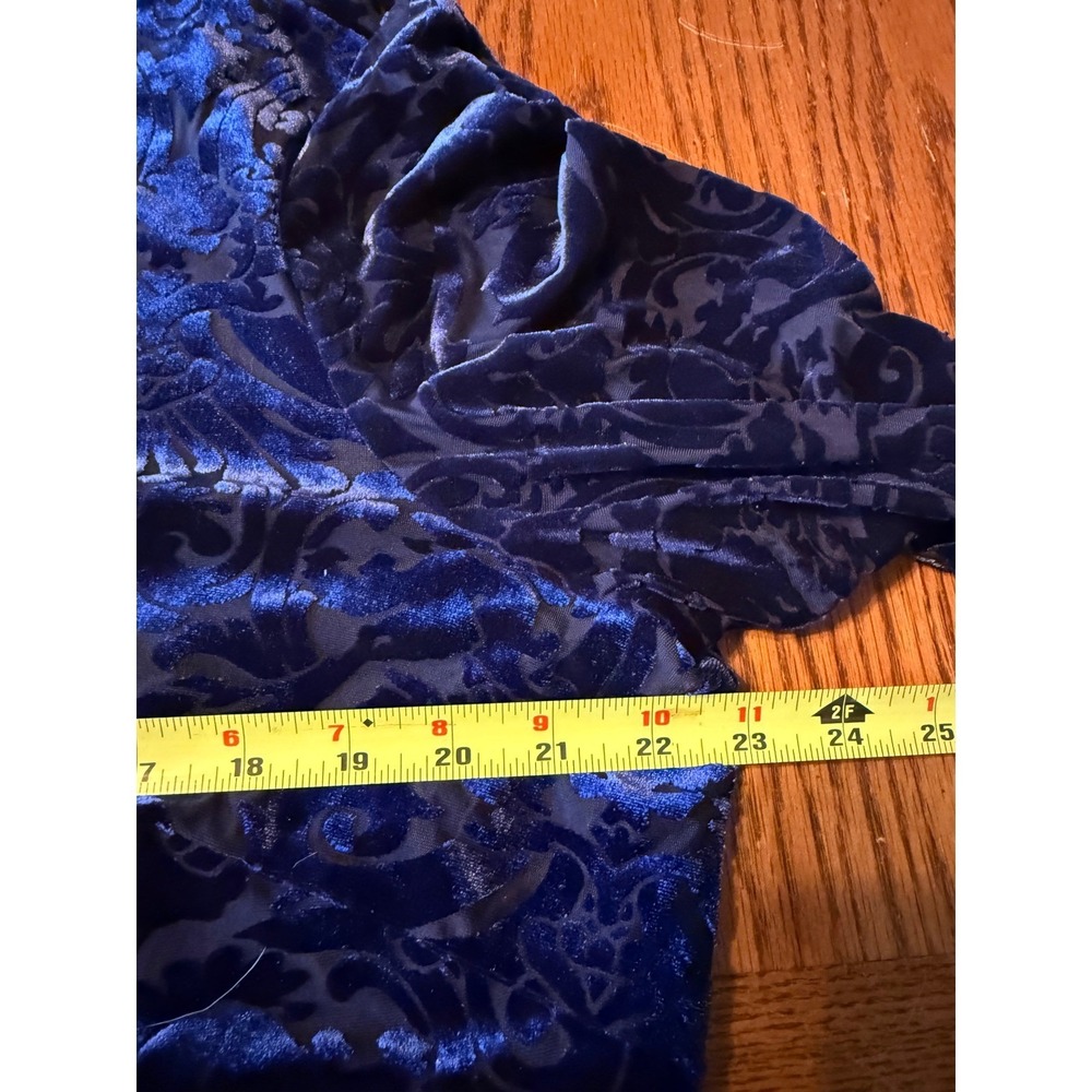 SLNY Womens 22W Navy Blue Velvet Burnout Damask Sheath Dress 3/4 Sleeve - Picture 8 of 10